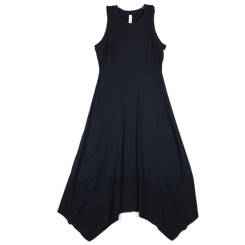 Stylus Womens Midi Dress Sleeveless Black Handkerchief Asymmetrical M New‎